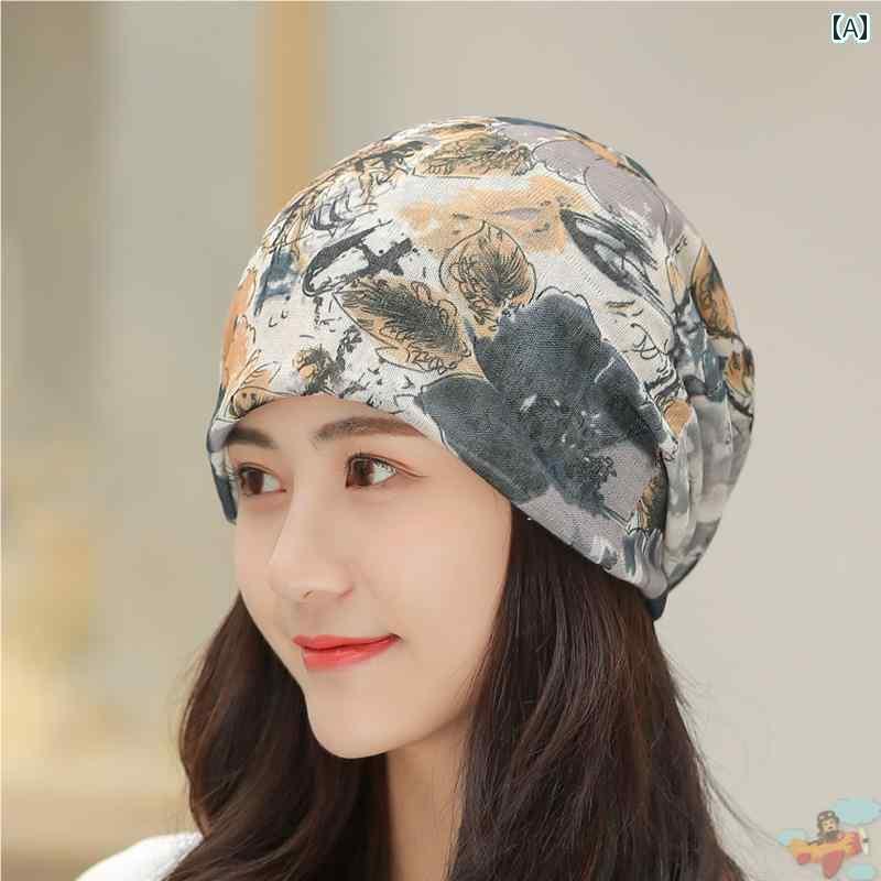 ターバン キャップ レディース 春の 薄手 スカーフ 帽子 ハゲ エアコン 春夏 頭の 通気性 カバー 白髪 ..