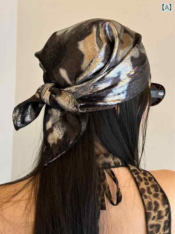 ターバン キャップ レディース リキッドシルバー スカーフ 2024 夏の新 スタイル ミレニアム 湯たんぽ Y2K 大きい 正方形の シルクスカーフ チューブ...