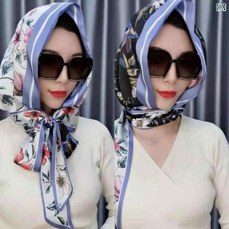 ターバン キャップ レディース 夏用 薄手 シルクスカーフ ヘッド キャップ 両面 日焼け防止 リボン 多..