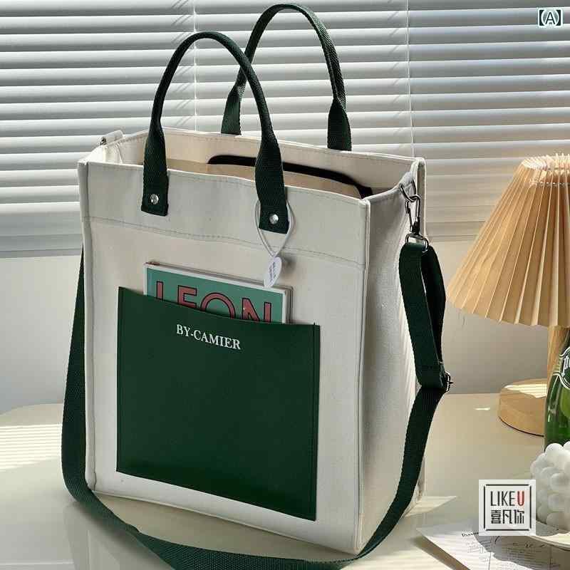 レディース トートバッグ 自作 ジッパー スタイル 立体 キャンバス バッグ 学生 弁当 ランチ ボックス シンプル カジュアル ポータ ブル メッセンジャーバッグ