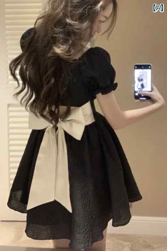 ドレス パーティードレス レディース フランスの 風の 黒い ドレス ベルサイユの バースデー ランニン..