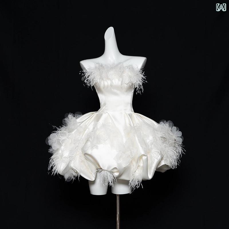 ドレス パーティードレス レディース ホワイト チューブ トップの 小さい イブニングドレス 2025 高級 ..