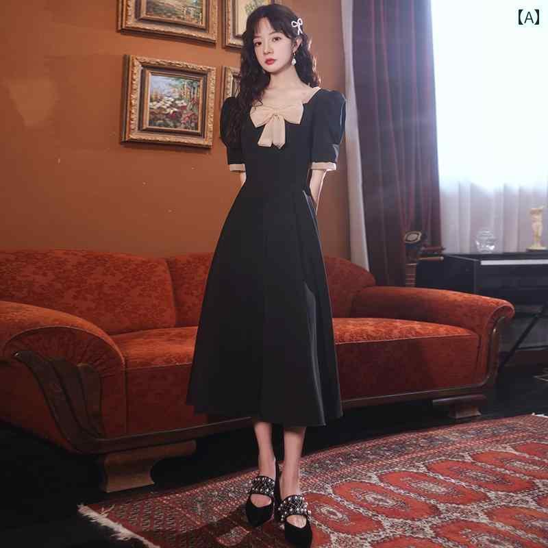 ドレス パーティードレス レディース フレンチ 小さい イブニングドレス スカート 毎日の ブラック ラ..