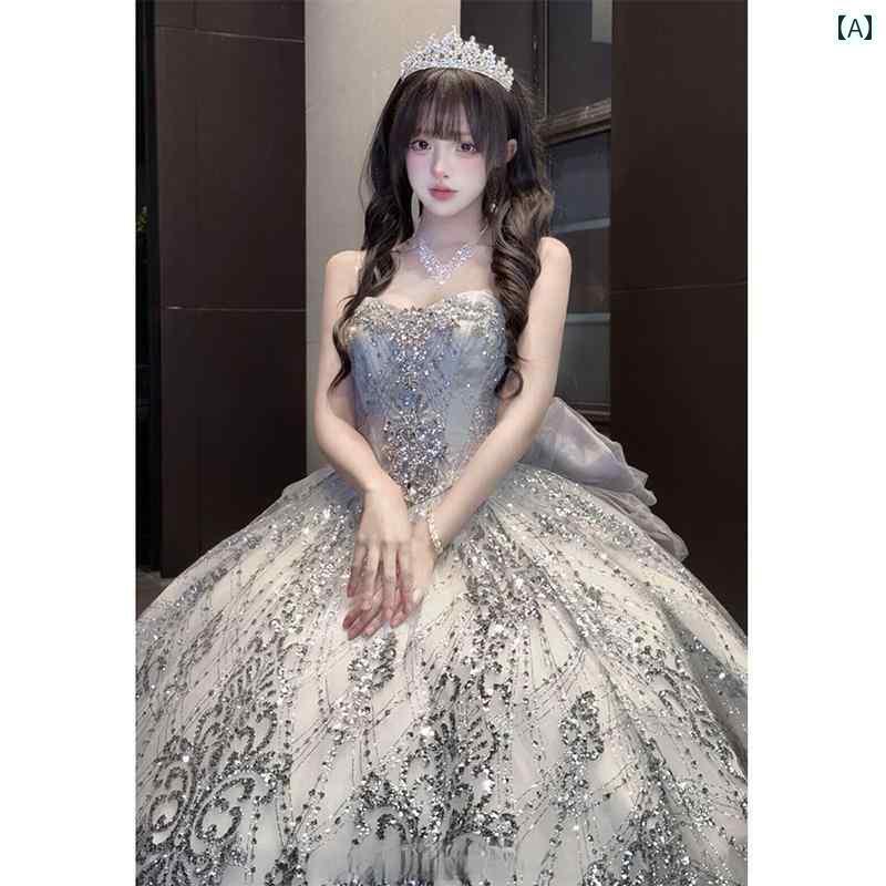 ドレス パーティードレス レディース ハイエンド ヘビーデューティー イブニングドレスが 輝く 学生の ..