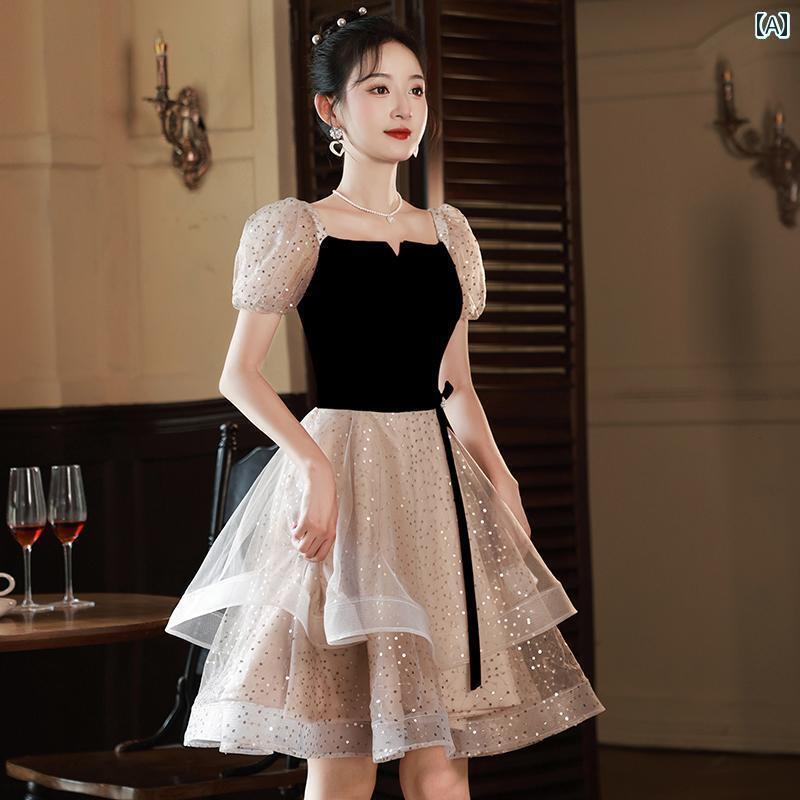 ドレス パーティードレス レディース フランスの 誕生日 パーティー プチ イブニングドレス 2025 スタ..