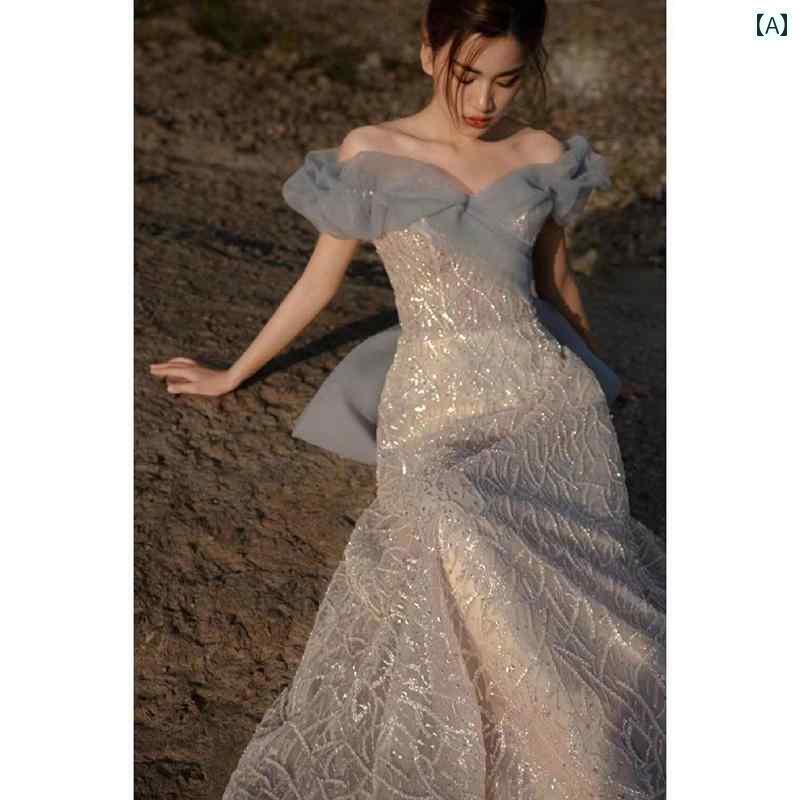 エレガント ドレス パーティードレス ワンショルダーの イブニングドレス 2024 高級 トースト ドレス パーティー 軽い 成人 式 卒業 女性