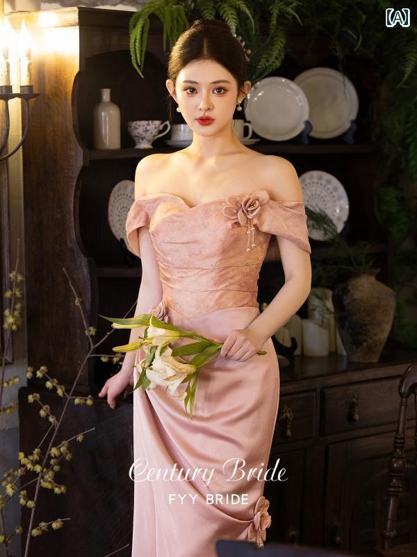 エレガント ドレス パーティードレス 風月 雨 春雨 ワンショルダー 花嫁 トースト ドレス 2025 軽量 高..