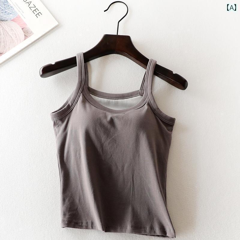 キャミソール 合わせやすい インナー レディース 綿 チェスト パッド 付き サスペンダー レディース 夏..