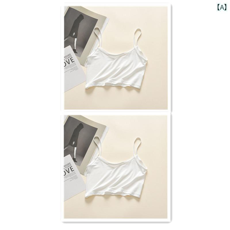 キャミソール 合わせやすい インナー レディース ホワイト モダール 夏 薄手 ハーフ 丈 キャミソール ..