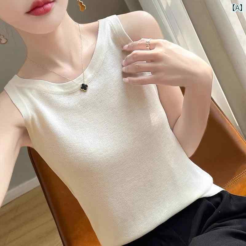 キャミソール 合わせやすい インナー レディース 冷感 ニットキャミソール ベスト 女性用 2025夏の新 ..