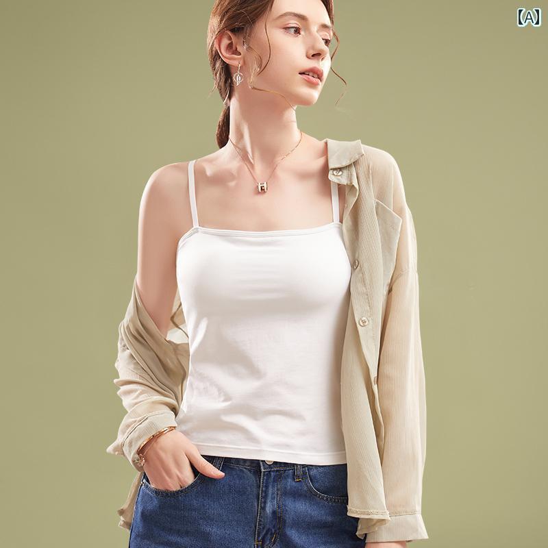 キャミソール 合わせやすい インナー レディース シームレスで 背中が 開いた キャミソール。 夏用の ..