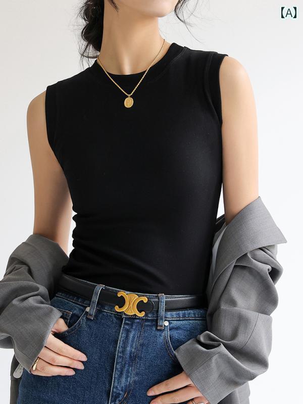 キャミソール 合わせやすい インナー レディース レディース 白い 綿の ラウンドネック キャミソール ..