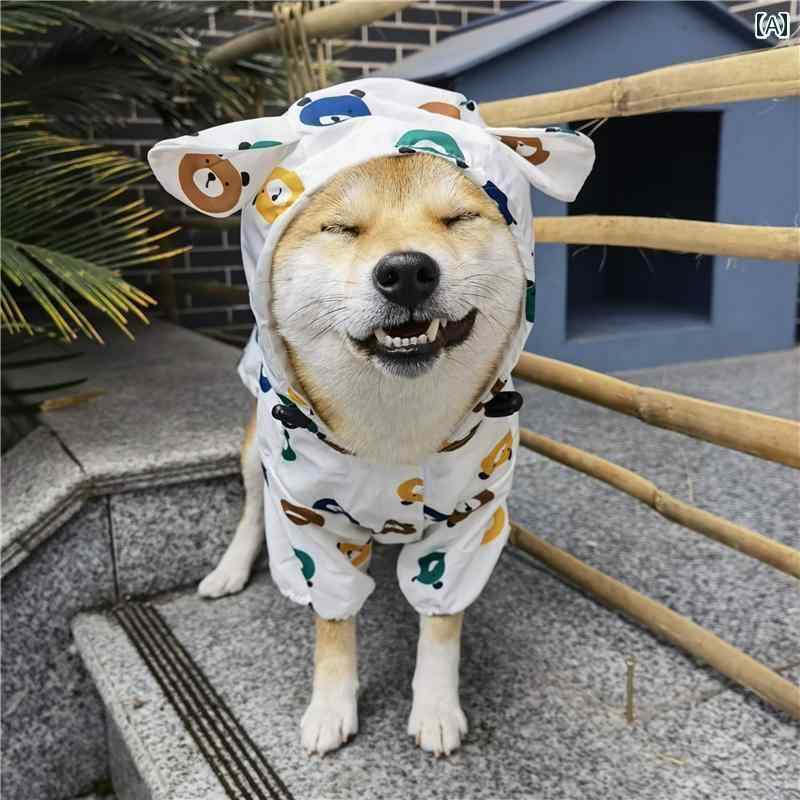 ワンちゃん用 かっぱ ペットの 犬の レインコートのの クマの 防水 服 柴犬 コーギー テディは 春夏 雨の 雨 岬で 犬を 散歩 します
