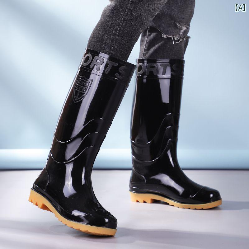 レインシューズ メンズ 防水 おしゃれ 耐摩耗 防水 レインブーツ 酸と アルカリに 強い ゴム 靴 ハイカット 厚手 滑り止め 建設 現場の 労働 保護 メンズ ウォーター シューズ ブーツ