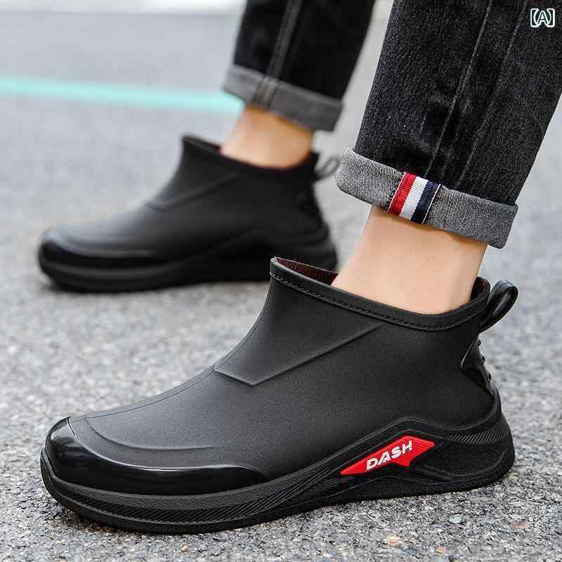レインシューズ メンズ 防水 おしゃれ おしゃれな 釣り用 メンズ レインブーツ ショート キッチン 洗車 防水 ゴム 靴 滑り止め 耐久性の ある 建設 現場用