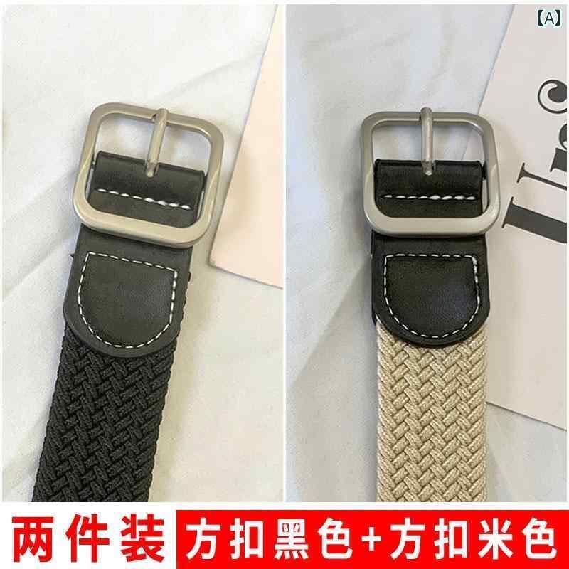 レディースベルト 2025年 編み込み ベルト メンズベルト レディース ジーンズ ミリタリー トレーニング向け キャンバス メンズ ブラック