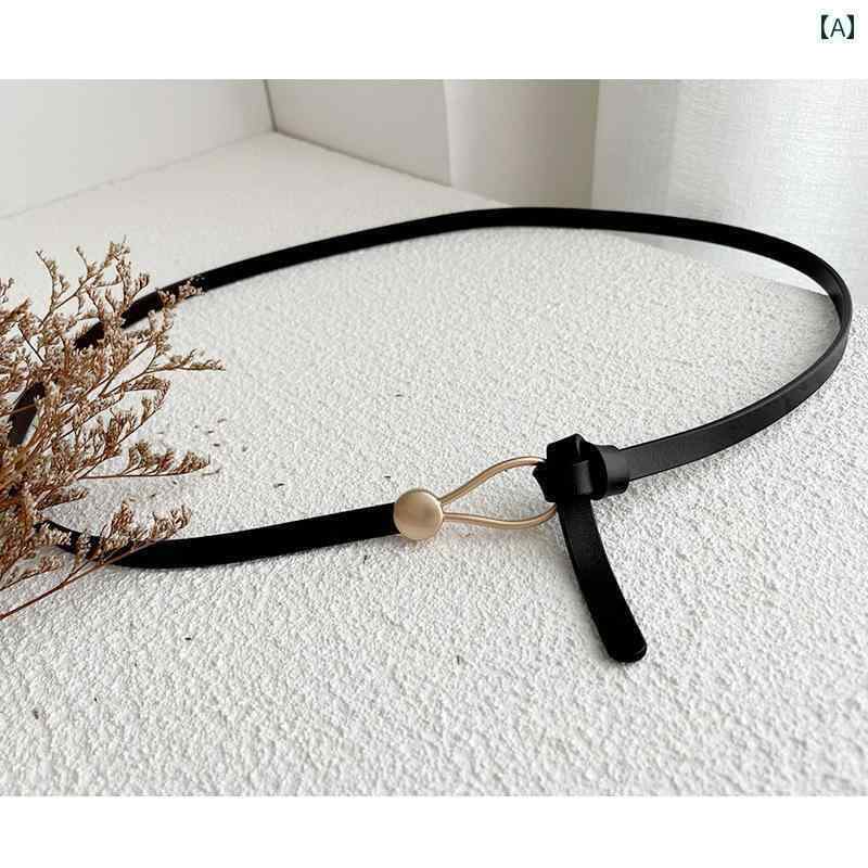 レディースベルト 穴なしの 細い ベルト 女性用 夏 ファッション スーツ 装飾 ドレス シャツ ウエスト ..