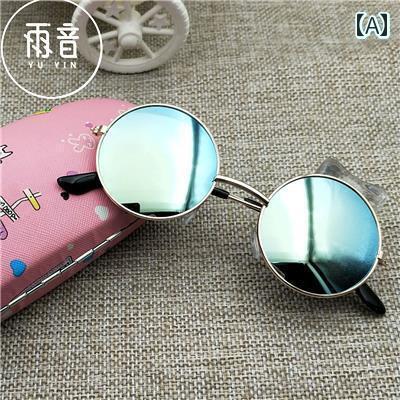 キッズ用 かわいい サングラス 黒の サングラス 子供用 レトロ 小さめ 丸型 メタル かわいい 男の子と ..