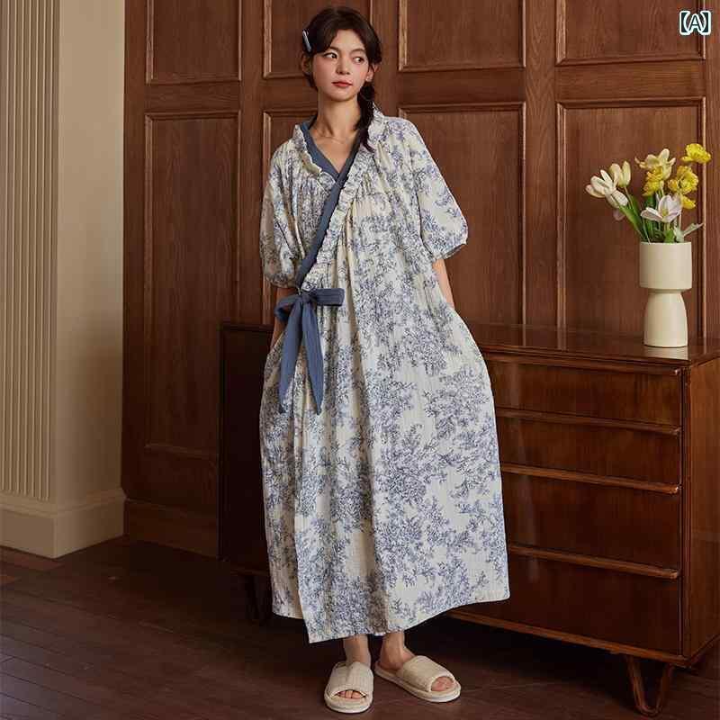 バスローブ パジャマ 女性用 大型 バスローブ 家庭用 綿 ガーゼより 薄手 吸水性 ウェアラブル バス タオル 2025年 胸 パッド 付き パジャマ ドレス 夏