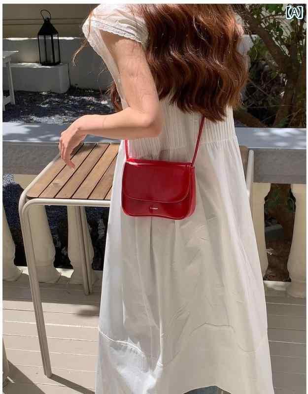 パーティーバッグ レディース な レトロ 赤い バッグ 女性 2025 シンプルの サドルバッグ ソフトレザー 通勤 クロス ボディバッグ