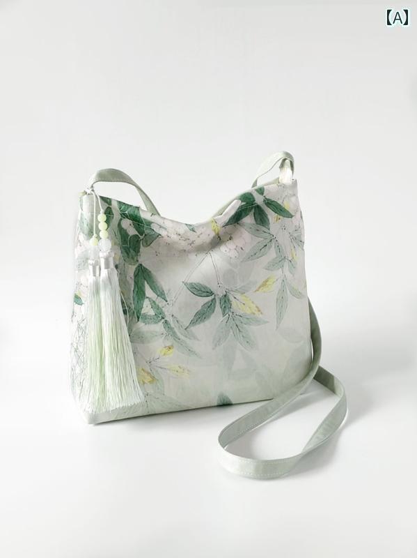 パーティーバッグ レディース 仙府 チャイナ風 ワンショルダー 斜め ジッパー小 バッグ カジュアル プリント 布 多機能 レトロ 服 女性