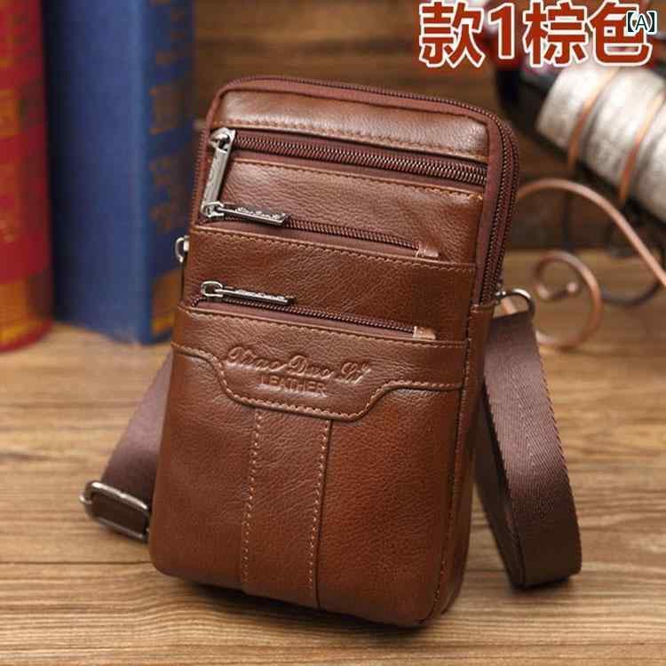 ウエストポーチ メンズ ファッション レトロ ウエスト バッグ メンズベルト トップ レイヤー 牛革 革 縦型 7インチ ミニショルダー クロス ボディ スマートフォン
