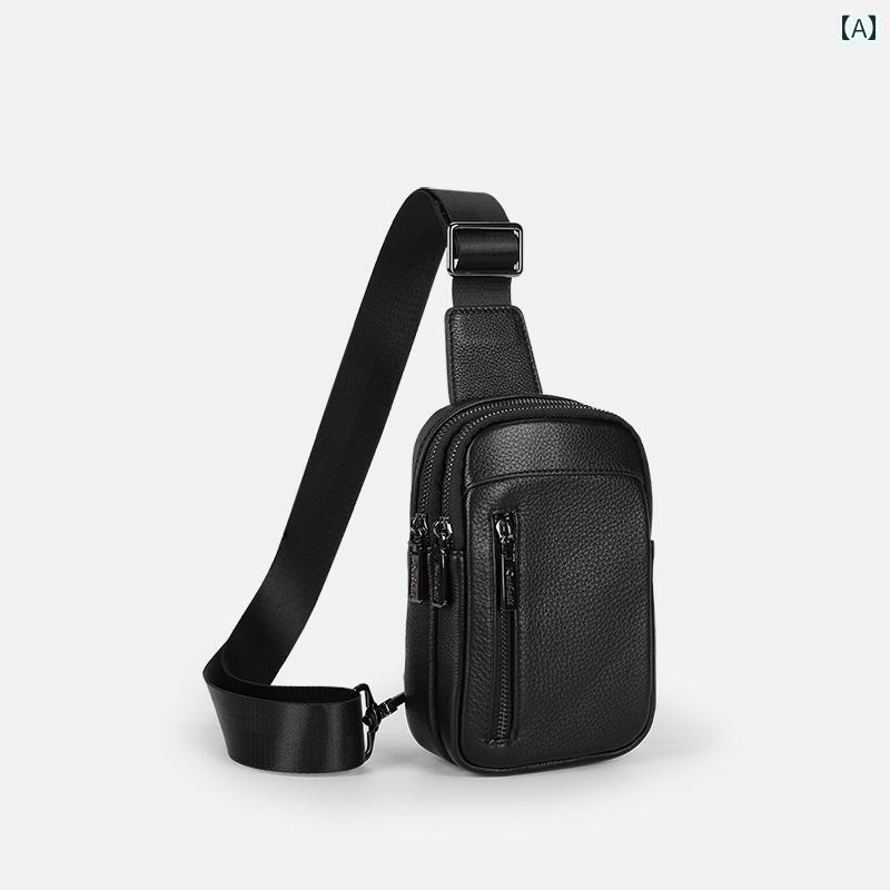 ウエストポーチ メンズ チェスト バッグ メンズ 革 ミニ メッセンジャーバッグ 2024年 トップレイヤー 牛革 夏用 携帯用 スマートフォン(4)