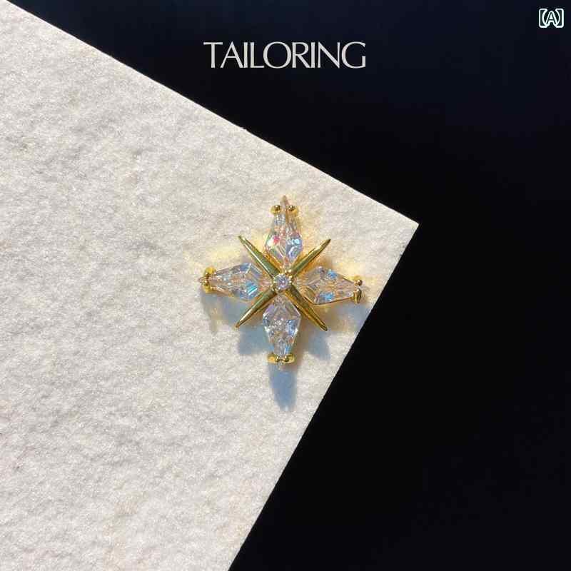 ブローチ アクセサリー ブローチ スター ジルコン 紳士 男女兼用 襟型 着用 軽量 高級 質感 エレガント クラシック フレンチスタイル