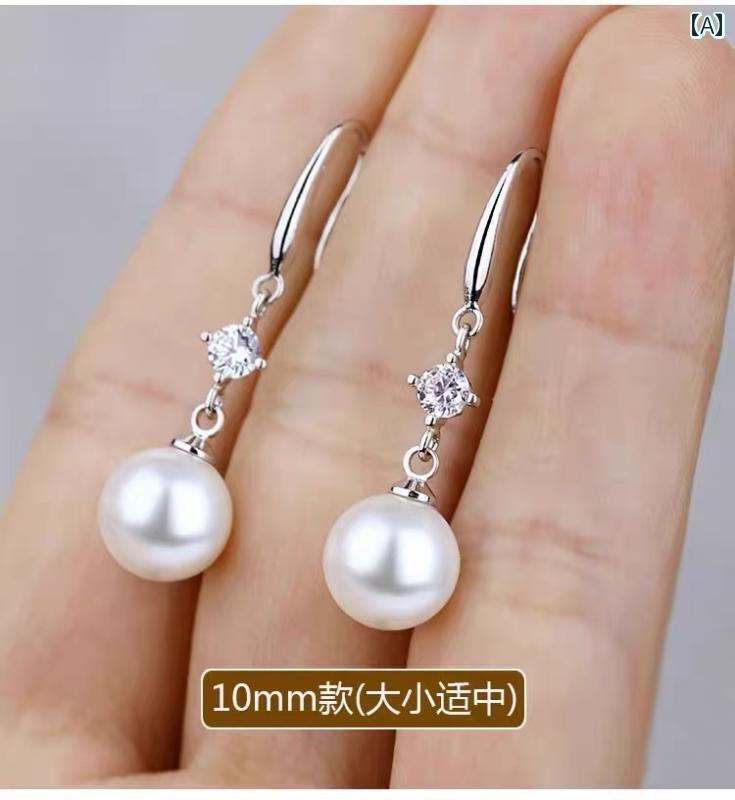 ピアス レディース かわいい S925 スター リング シルバーパール イヤリング レディース ロング スタイル シンプル 万能 2025年の 抗 アレルギー