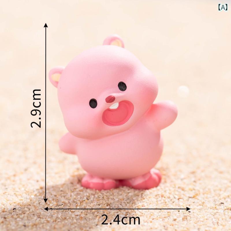 かわいい 飾り 雑貨 マイクロ 風景 ピンクの 小さい ビーバー 人形 樹脂 工芸 車 デスク トップな 装飾品