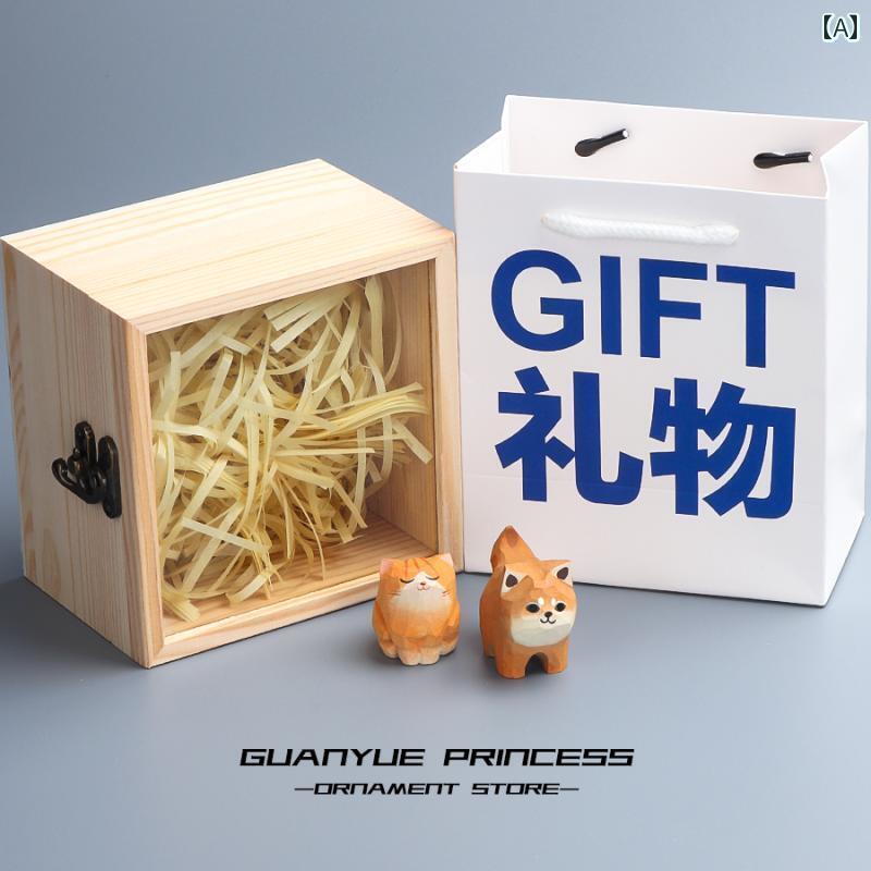 かわいい 飾り 雑貨 子犬の 柴犬 オレンジ 猫の 手 彫り 木製 オーナメント テーブルデコレーション かわいい 520 ギフト 小物 ミニ 動物