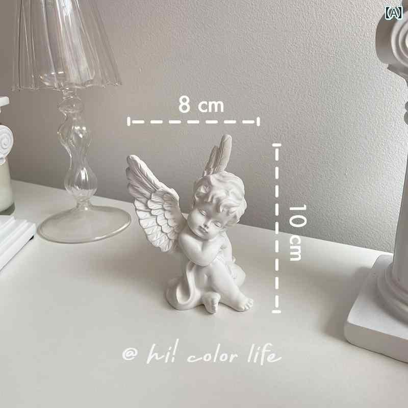 かわいい 飾り 雑貨 レトロ 羽を 広げる かわいい 小さい 天使の 装飾品 結婚式 誕生日 ギフト フレンチ デスク トップ アクセサリー ポーズ 小道具