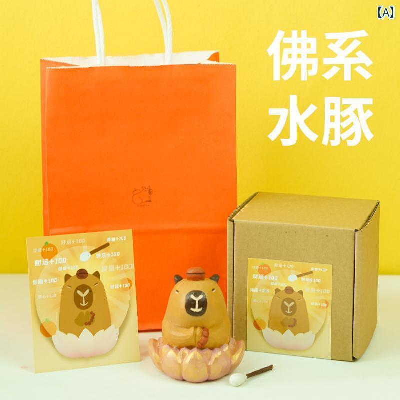 かわいい 飾り 雑貨 カピバラの 木彫りの 魚の 置物 仏教の 幸運の 願いの 豚の ドアの 木彫り 女の子 誕生日 プレゼント