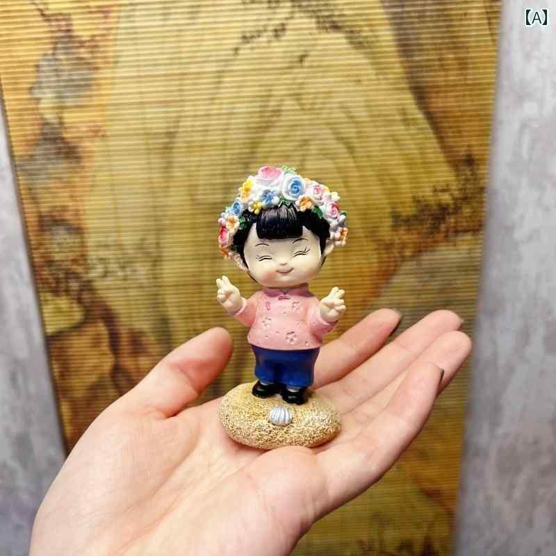 かわいい 飾り 雑貨 【 無形 文化 遺産】 泉州 簪 女の子 子犬 樹脂製 飾り物 ギフト 卓上 創作