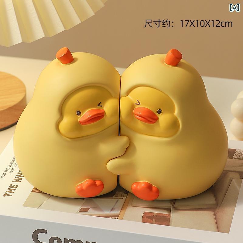 かわいい 飾り 雑貨 キュートで 決して 分離 されにくい 巨大な アヒルの ブック エンド 飾り ホーム リビング ルーム オフィス デスク トップ 装飾 誕...