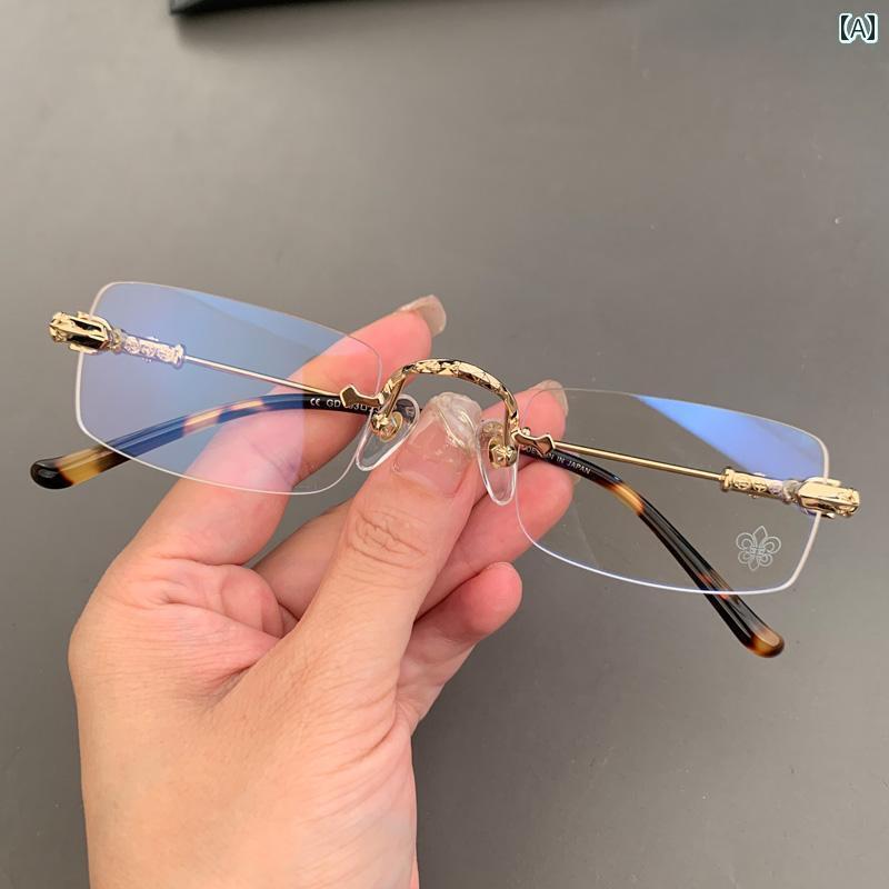 眼鏡 PC眼鏡 Mike Xin Luo メガネ フレーム フレームレス スクエア パンチング レトロ 男女兼用 近視 ..