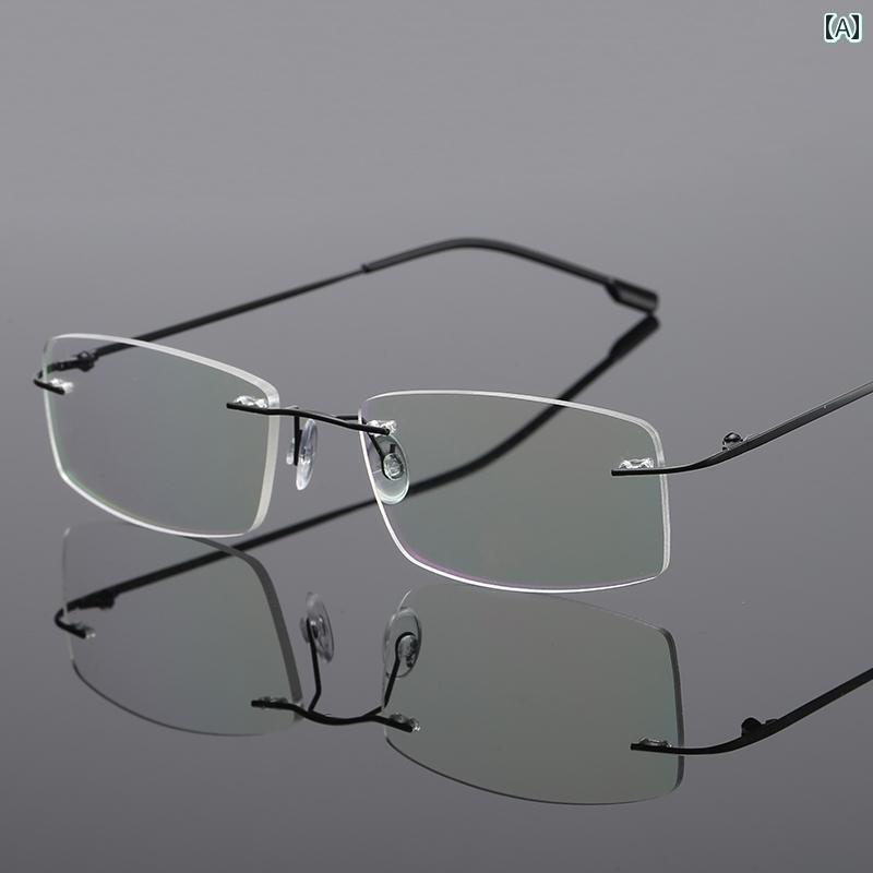 眼鏡 PC眼鏡 近視 メガネ フレーム 男女兼用 フレームレス チタン 合金 メモリ 軽量 ビジネス 763