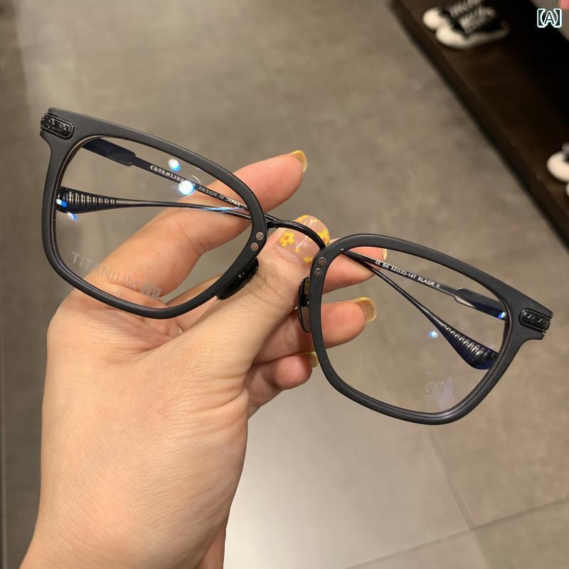 眼鏡 PC眼鏡 Mike Xin Luo メガネ フレーム チタン 軽量 大型 スクエア マット ブラック 男女兼用 学生..