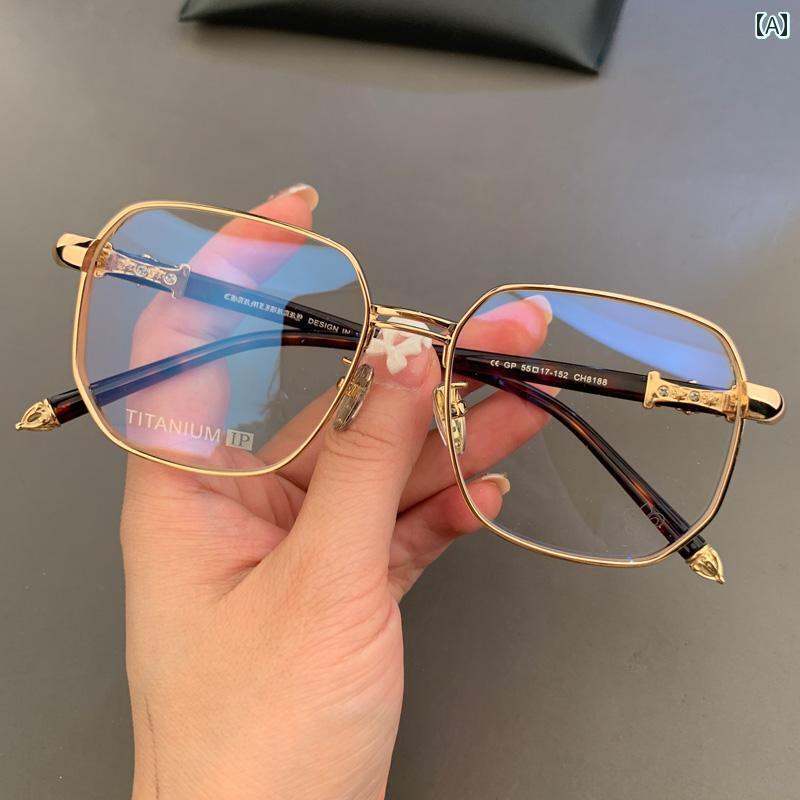 眼鏡 PC眼鏡 Mike Xin Luo メガネ フレーム 新型 レトロ ラージ メタル メンズ レディース 近視 フラッ..