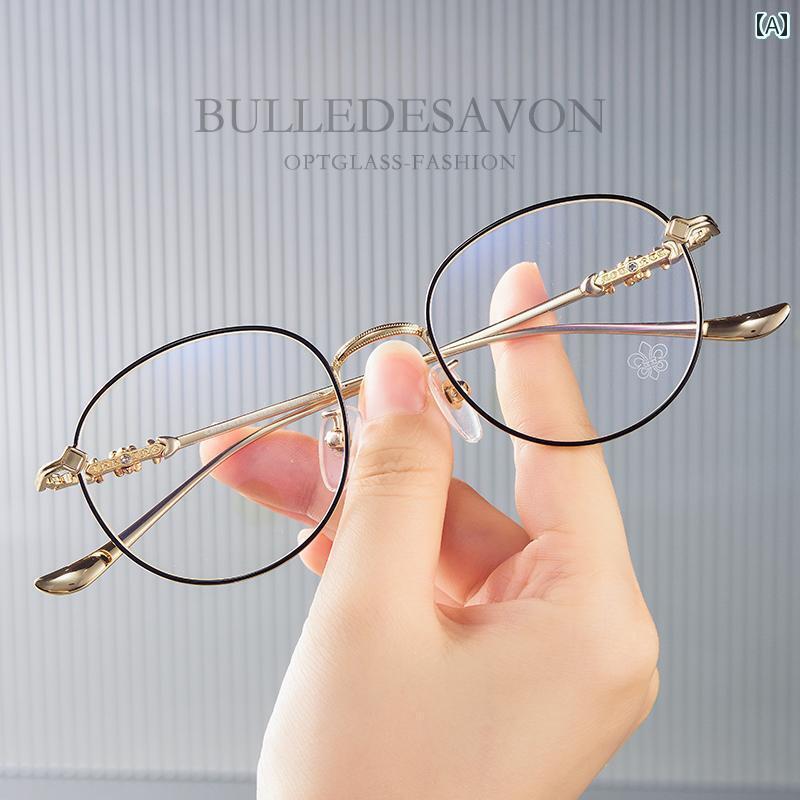 眼鏡 PC眼鏡 ローズ ハート ゴールドワイヤー 近視 メガネ フレーム レトロ メンズ レディース プレー..