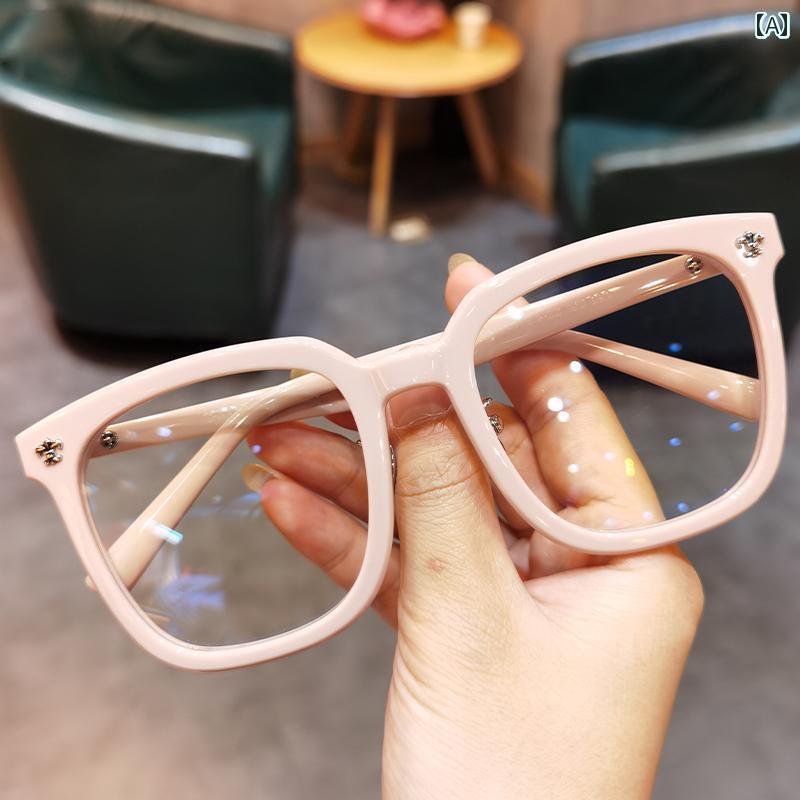 眼鏡 PC眼鏡 大きい 顔を 持つ メンズ レディースの Jiandan 板 金 メガネ フレーム レトロ スクエア ..