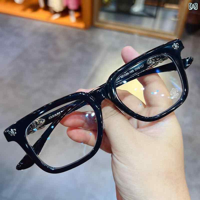 眼鏡 PC眼鏡 Jian Danluoの 男女兼用の 透明 メガネ フレーム レトロ プレート 大型 フル ブルー ライ..