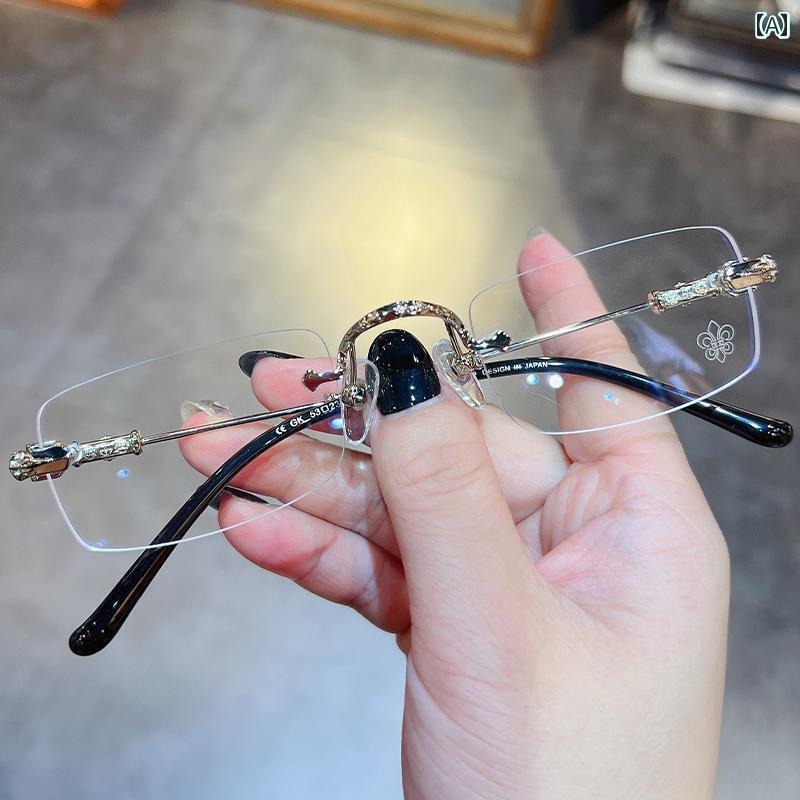 眼鏡 PC眼鏡 ジェーン ダン ルーの 男女兼用の な 新型 メガネ フレーム レトロ フレームレス 軽量 芸..