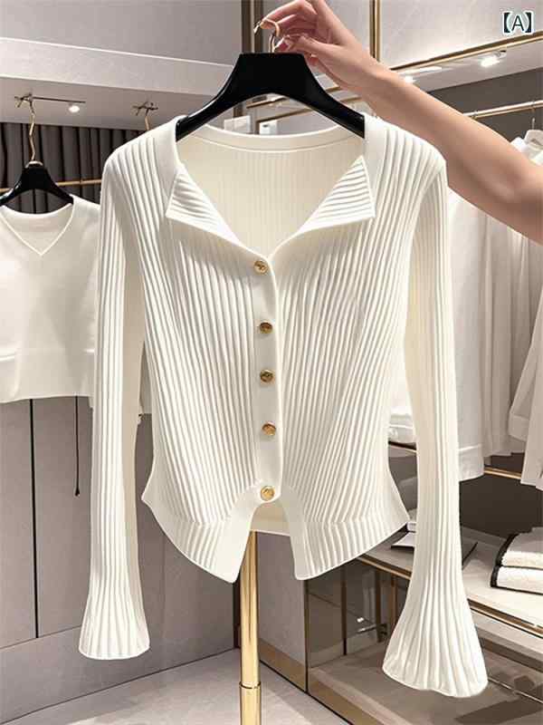 ホワイトニットセーター ホワイト Vネックニットカーディガン セーター レディース 秋冬 2025 商品 ス..