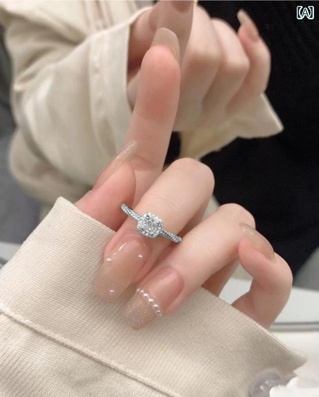 ピンキーリング レディース 9999 スター リング シルバーの 小さい 角 砂糖 女性用 ジルコン オープン ..