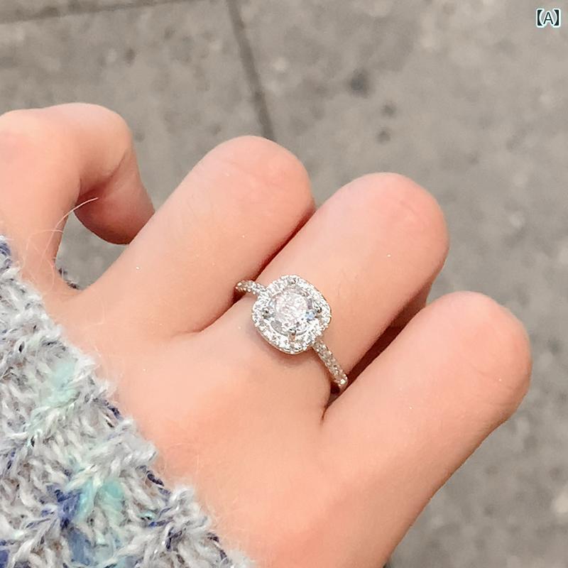 ピンキーリング レディース S925 シルバーの 小さい 角 砂糖 リング 女性用 軽量 高級 プレーンリング ..