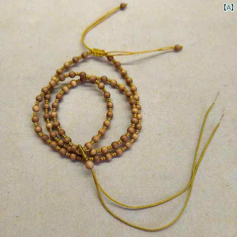 ネックレス レディース ジュエリー のの インド 産 オールド マウンテン サンダルウッド 4 mm ミレット ビーズ ファイン チェーン ペンダント ネックレス ロープ セーター(4)