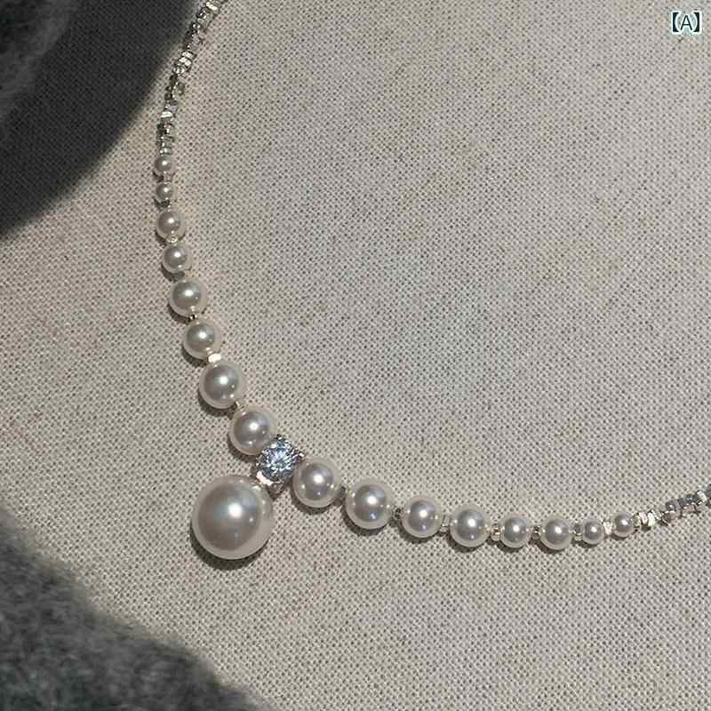 ネックレス レディース ジュエリー S925 スター リング シルバー ブロークン 角 砂糖 石家 パールネッ..