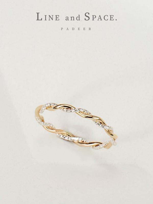 ピンキーリング 指輪 レディース 14 K 金 メッキ スター リング シルバー 金と 銀の コントラストが 輝..