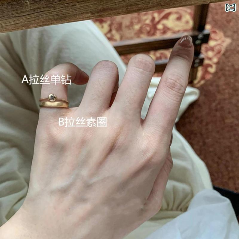 ピンキーリング 指輪 レディース 女性用 レトロ ダブルレイヤー ブラッシュ リング...